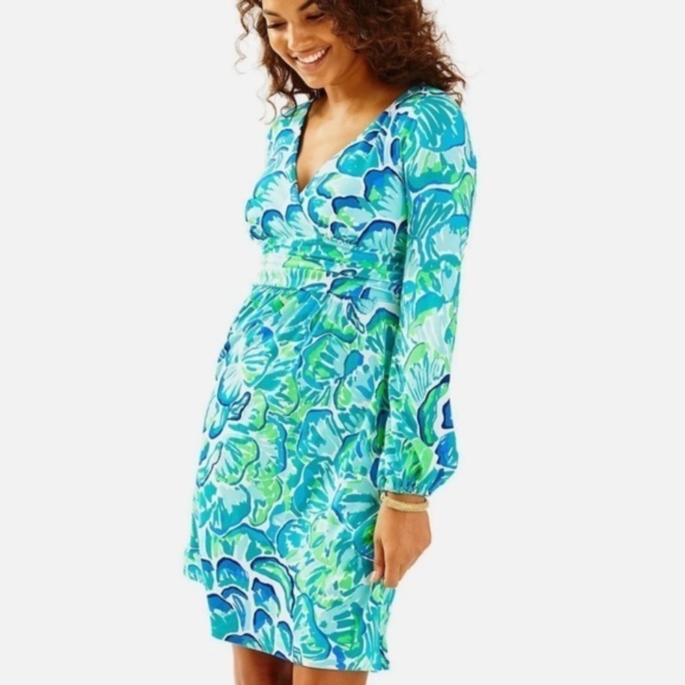 Lilly Pulitzer Lazy River Agate Green Fleur Dress Size Large